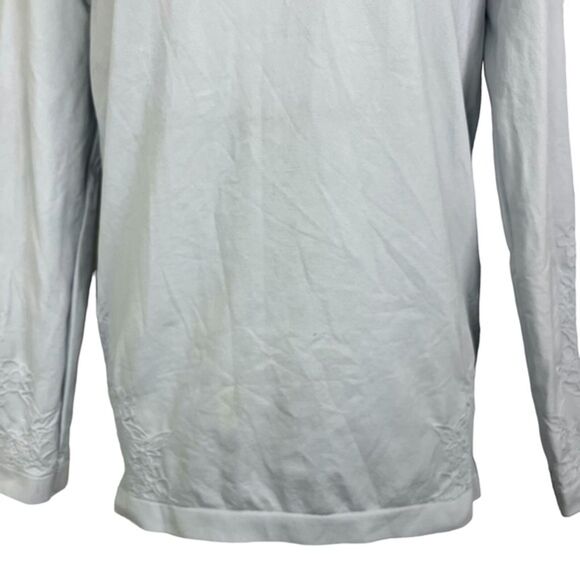 FABLETICS Light Blue Keyhole Open Back Long Sleeve Knit Floral Top Shirt sz M - Picture 4 of 16